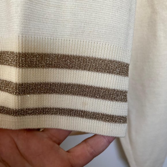 & other stories cream lightweight wool sweater with gold trim - Picture 6 of 6